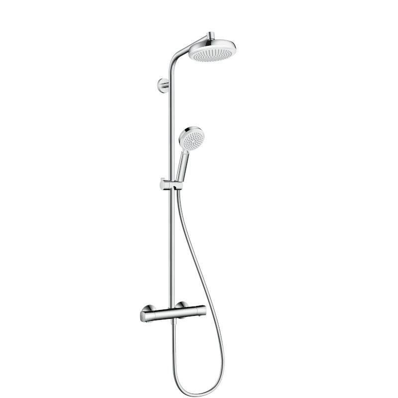 Душевая система Hansgrohe Crometta 160 1jet Showerpipe с термостатом белый/хром 27264400