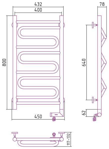Полотенцесушитель электрический Сунержа Элегия 2.0 400x800 мм правый золото 03-5219-8040