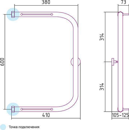 Полотенцесушитель водяной Сунержа П-образный 40х60 см без покрытия 00-0004-6040