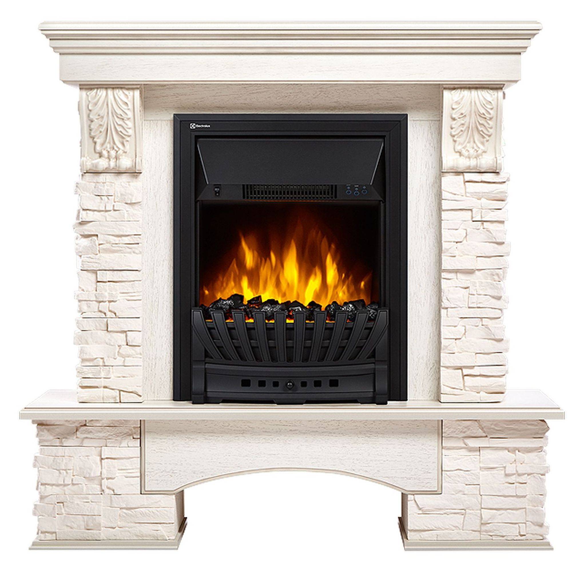 Портал для электрокамина Firelight Pietra Classic камень белый шпон белёный дуб НС-1158490