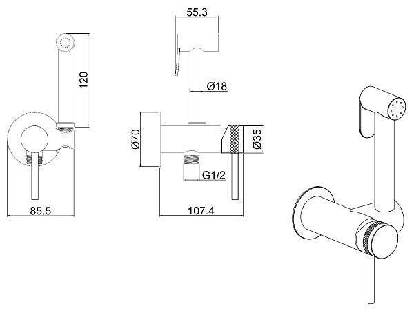 Гигиенический душ со смесителем Allen Brau Priority хром 5.31029-00