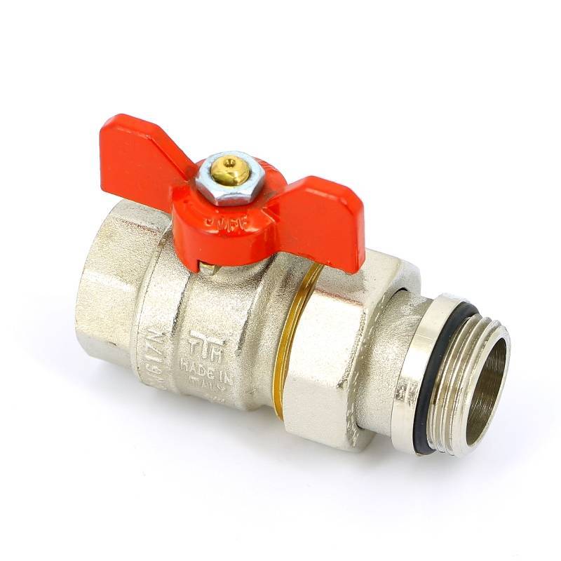 Кран шаровой Tiemme НВ с разъемным соединением для коллектора красная бабочка 1 2120013