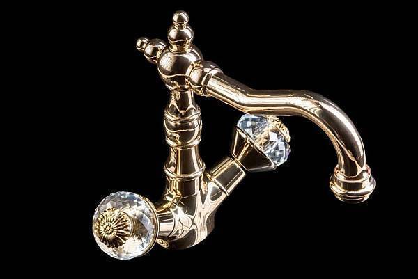 Смеситель для раковины высокий Boheme Flora золото глянцевое 292-FL