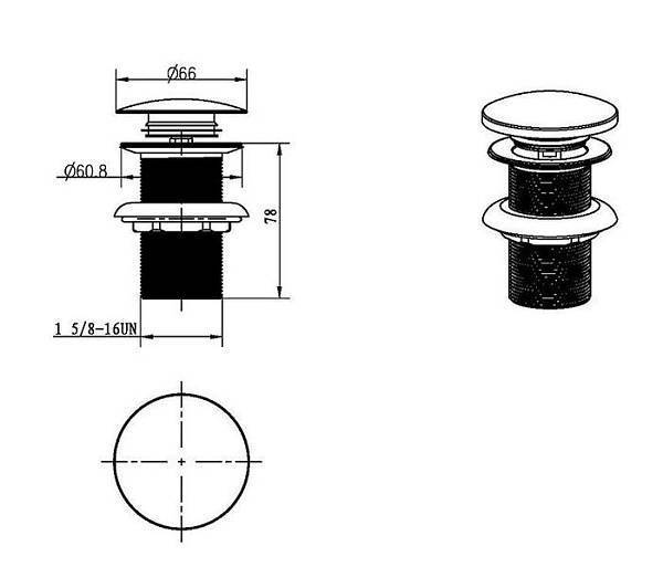Донный клапан для раковины Boheme Uno автомат с переливом матовое золото 612/2-MG
