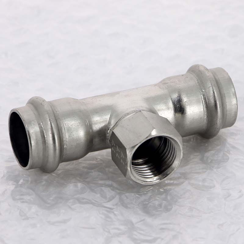 Тройник пресс Sanpress Inox Viega нержавеющая сталь 22х1/2х22 мм ВР 437176