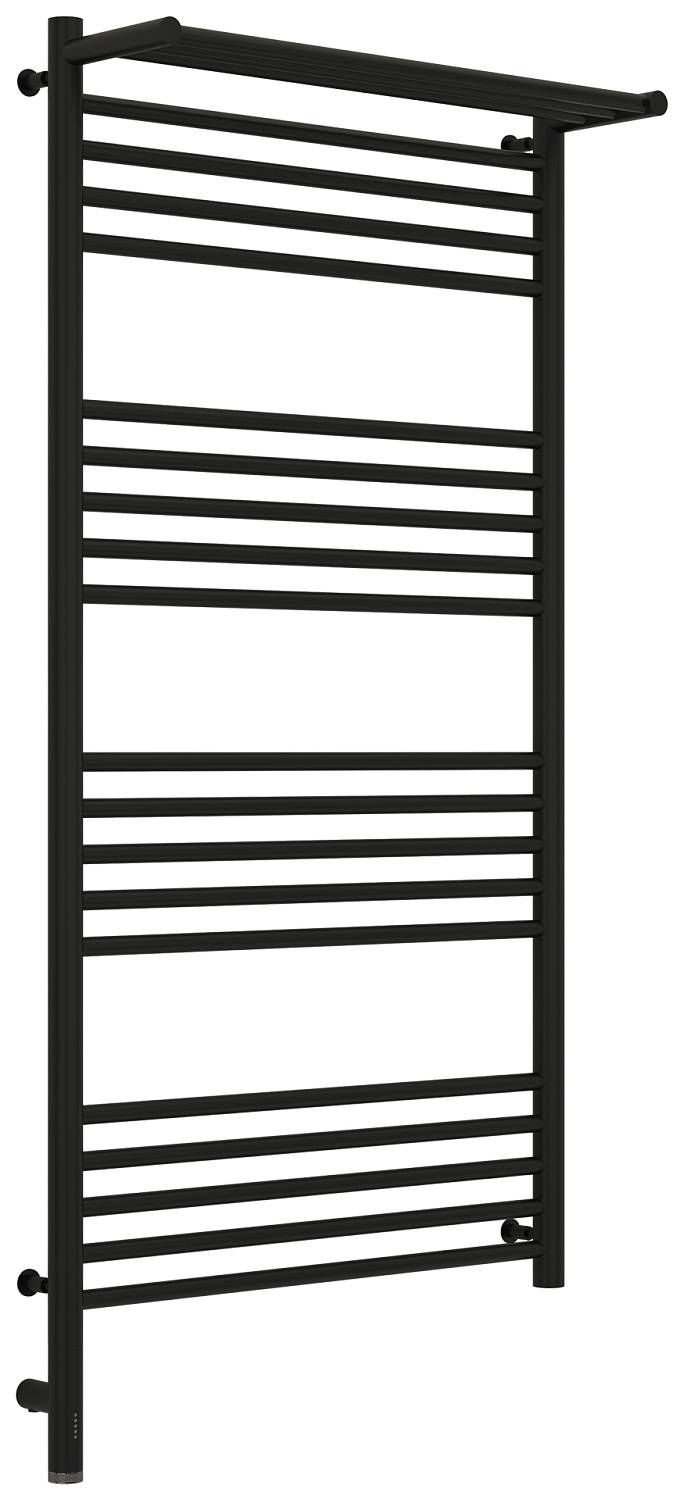 Полотенцесушитель электрический Сунержа Богема 3.0 с 1 полкой 632x1324 мм левый матовый черный 31-5806-1260