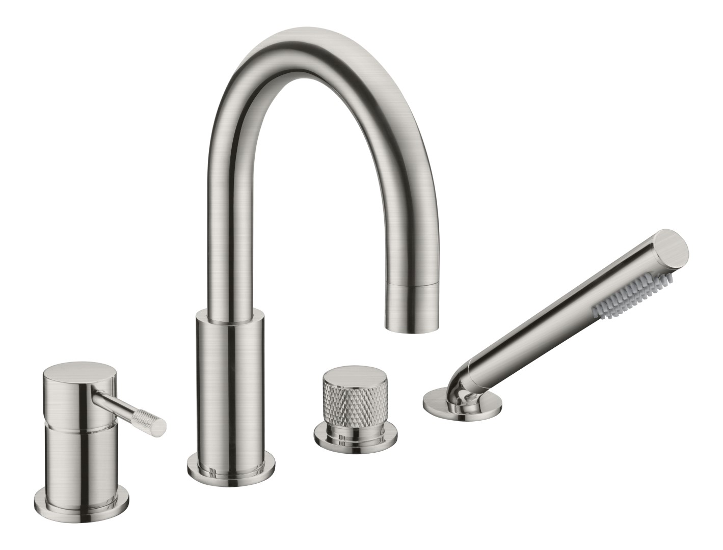 Смеситель на борт ванны Boheme Uno на 4 отверстия излив 18 см матовый никель 460-NB