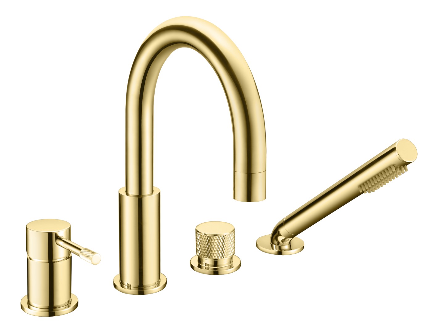 Смеситель на борт ванны Boheme Uno на 4 отверстия излив 18 см золото 460-G