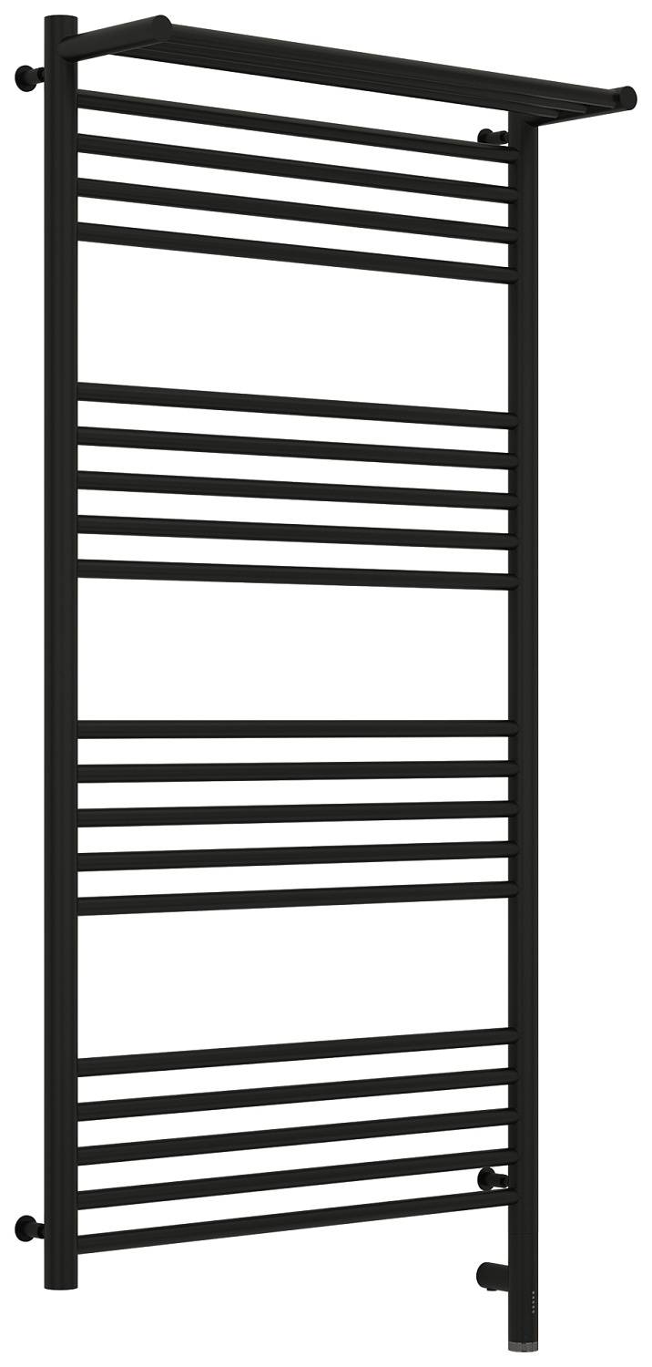Полотенцесушитель электрический Сунержа Богема 3.0 с 1 полкой 632x1324 мм правый матовый черный 31-5807-1260