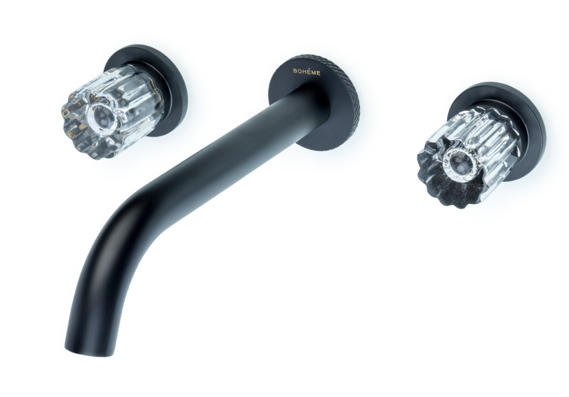 Смеситель для раковины Boheme Elegante встраиваемый на 3 отверстия излив 28.1 см черный 152-2-B-EL