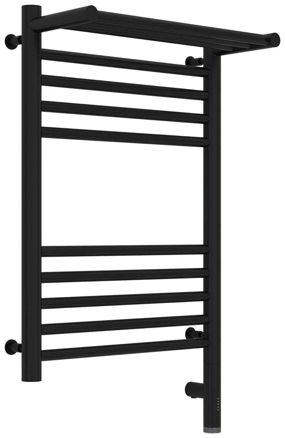 Полотенцесушитель электрический Сунержа Богема 3.0 с 1 полкой 432x724 мм правый матовый черный 31-5807-6040