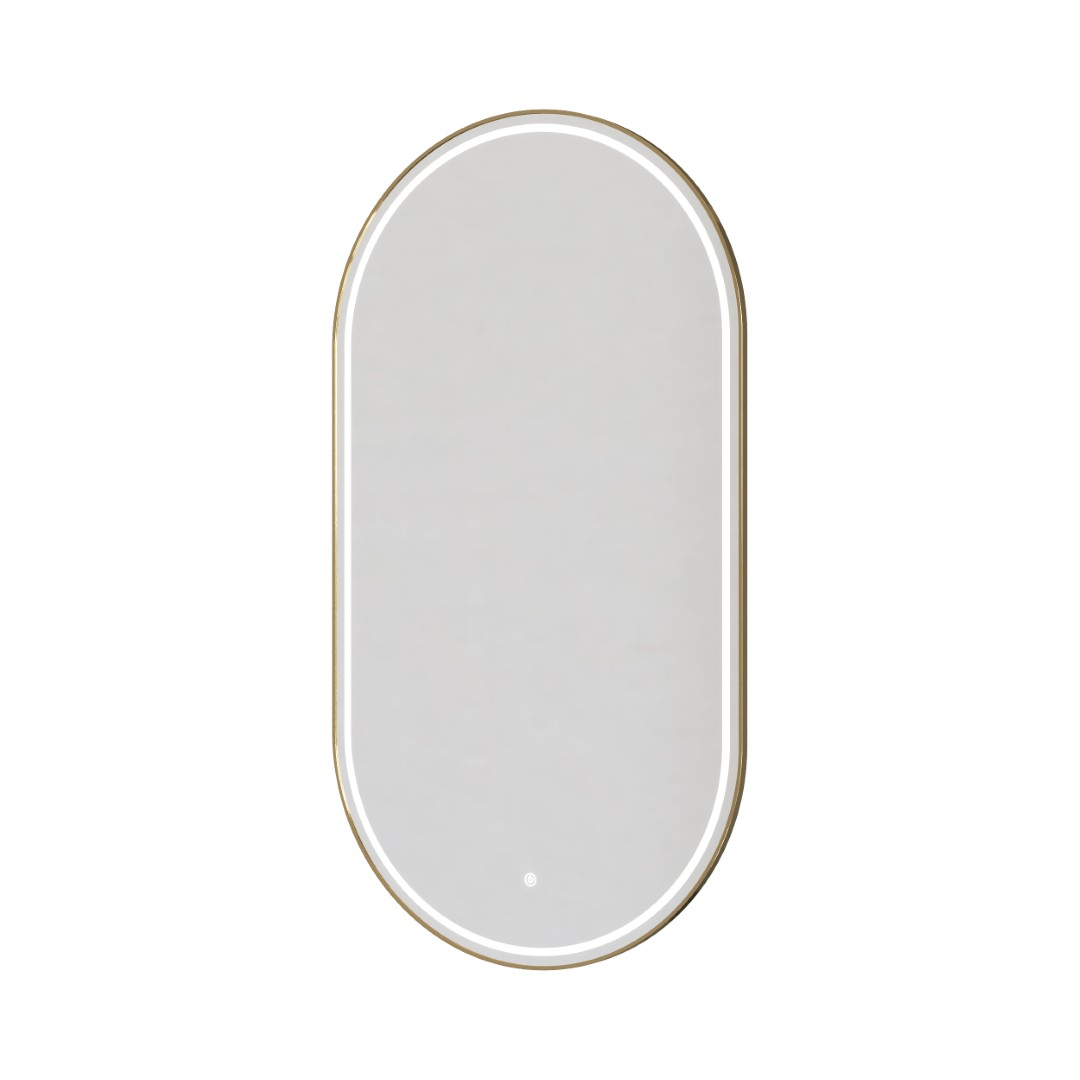 Зеркало овальное Boheme с LED-подсветкой, сенсором и антизапотеванием 60x110 см золото 568-G