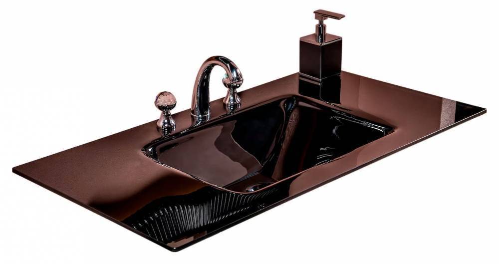 Раковина мебельная с тумбой Armadi Art Lucido 101х52х12 см черный 852-100-B Lucido