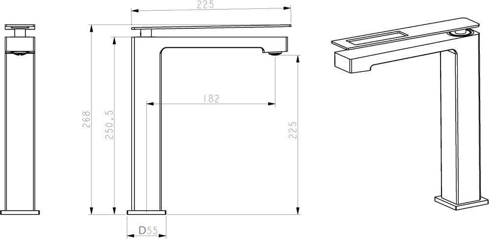 Смеситель для раковины Boheme Q высокий черный матовый/красный 142-BR