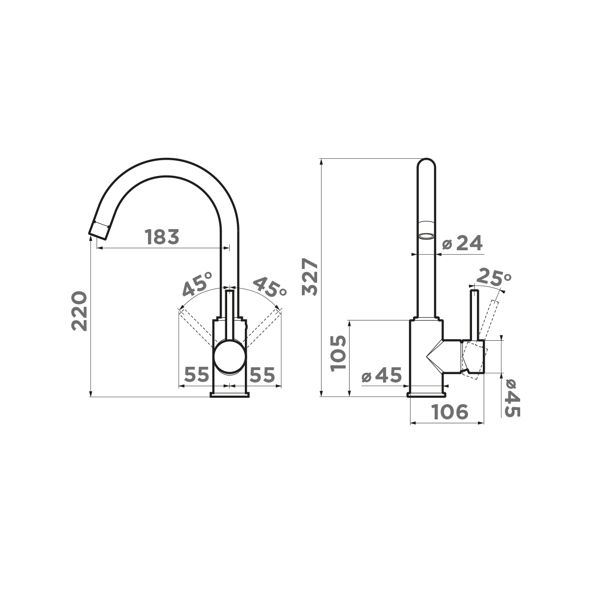 Смеситель для кухни Omoikiri Shinagawa-GB высота излива 22 см графит 4994364