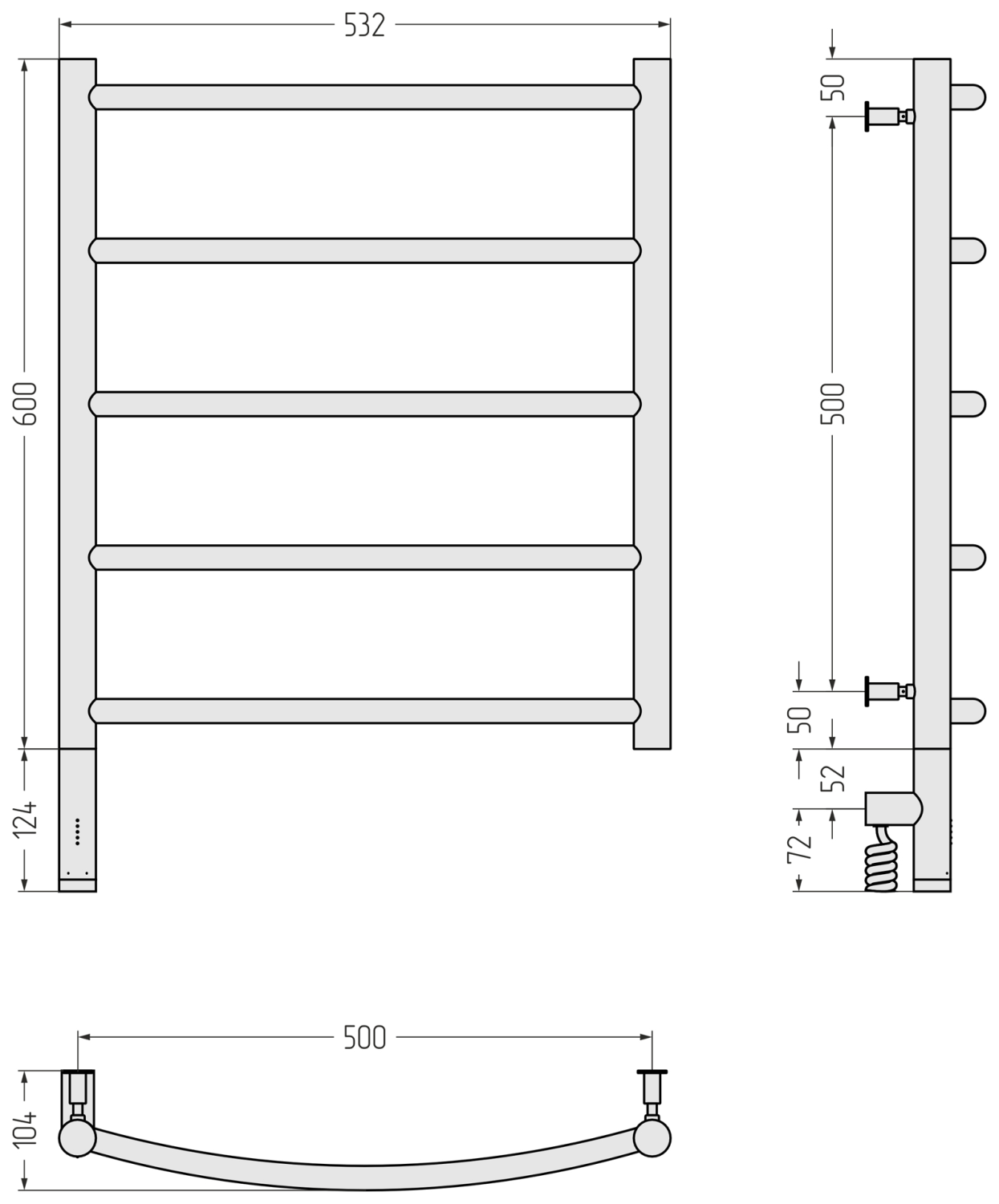 Полотенцесушитель электрический Сунержа Галант 3.0 532x724 мм левый золотой шелк матовый 32-5800-6050