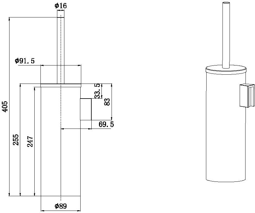 Ершик для унитаза подвесной Allen Brau Priority черный матовый 6.31A09-31