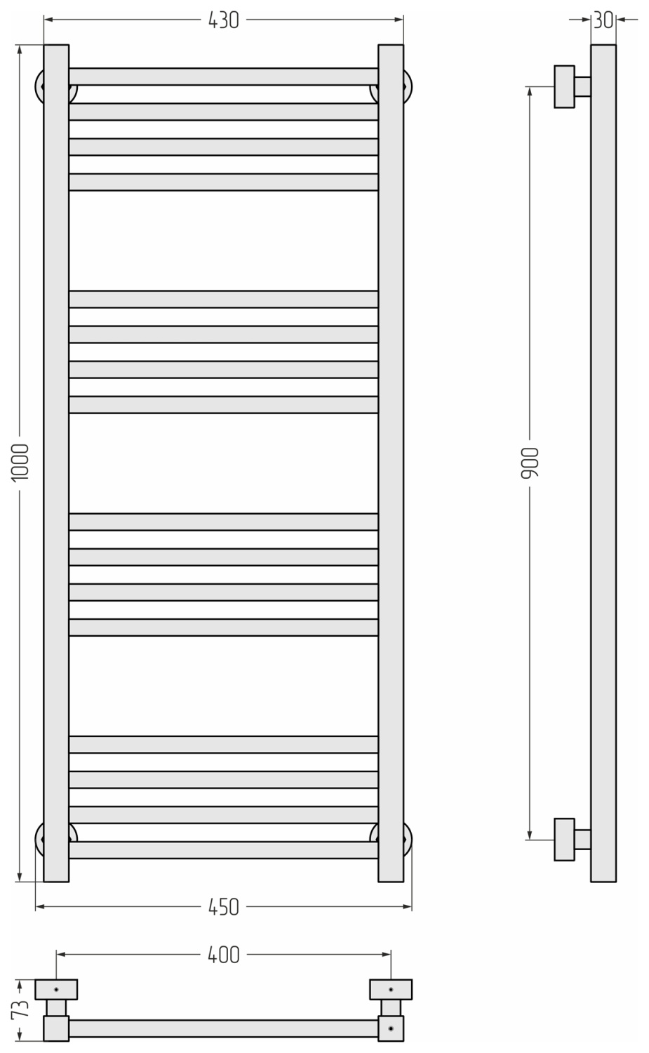Полотенцесушитель водяной Сунержа Модус Pro 45х100 см сатин брашированный 071-0450-1040