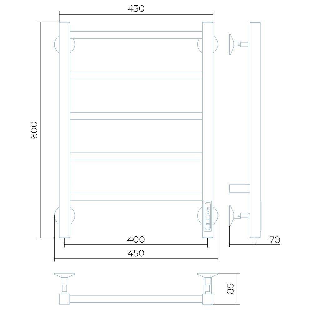 Полотенцесушитель электрический Larusso Феличия КС П5 400х600 мм RAL 8533