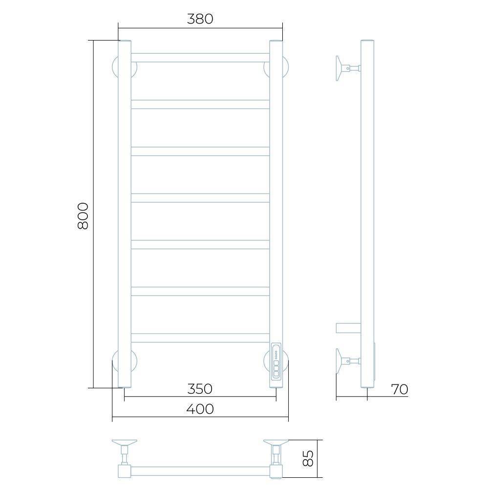 Полотенцесушитель электрический Larusso Астор КС П7 350x800 мм белый RAL 9016 8531