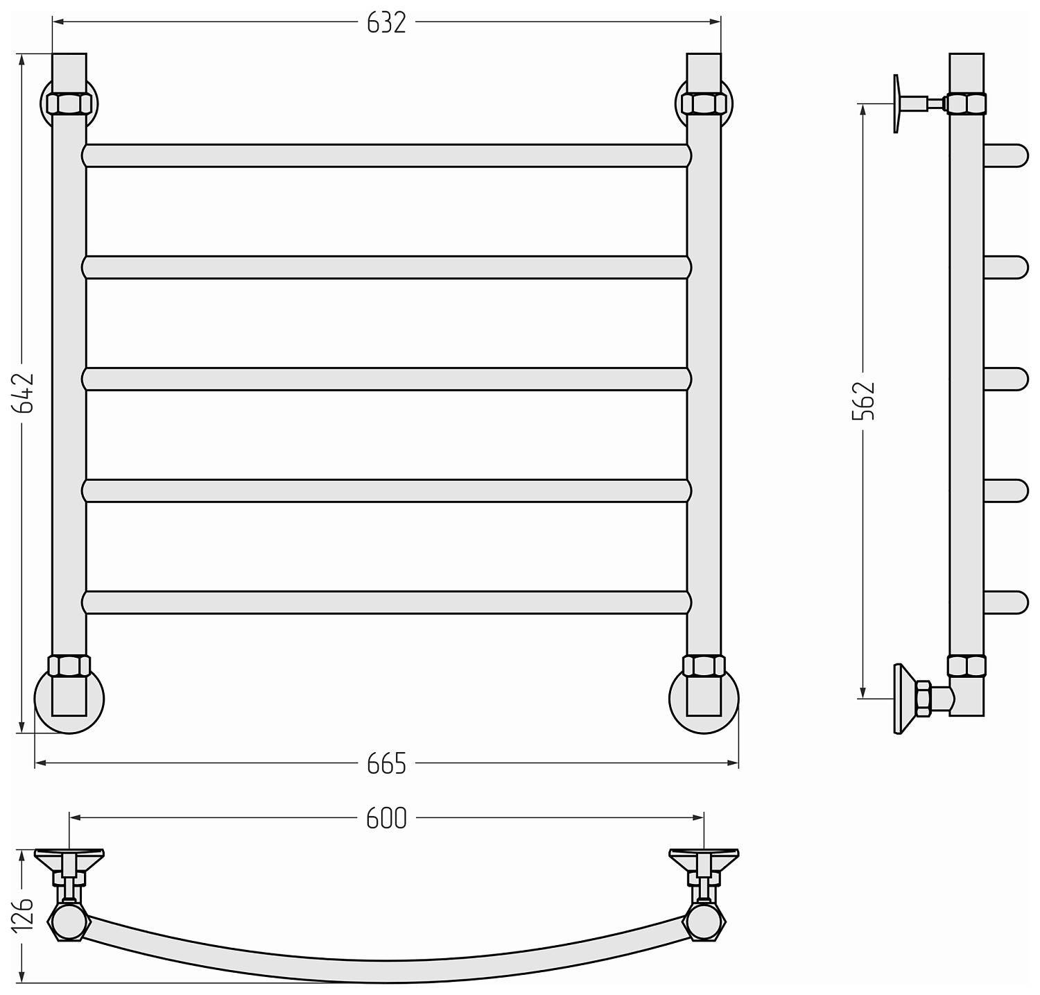 Полотенцесушитель водяной Стилье Аксиома-20 66.5x64.2 см 00662-6060