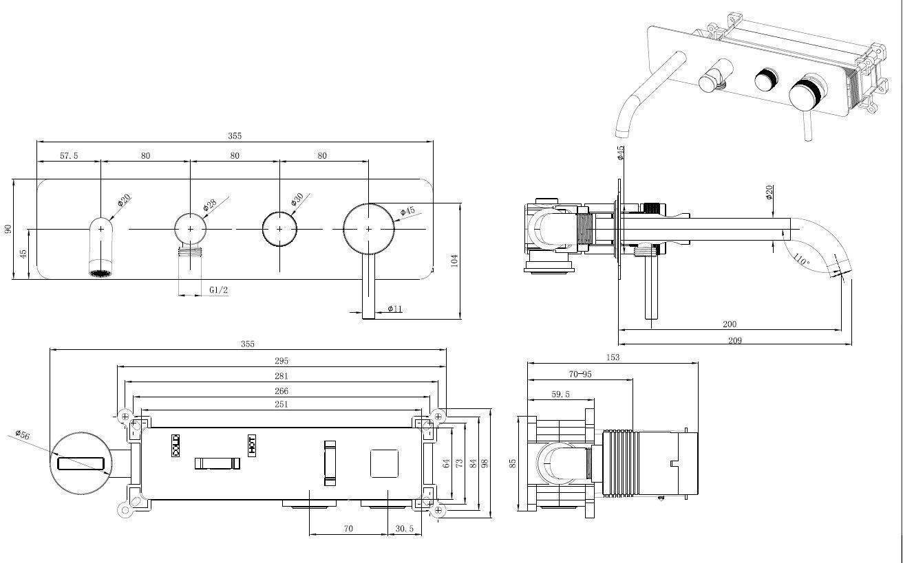 Смеситель для ванны Allen Brau Priority настенный встраиваемый хром 5.31A05-00
