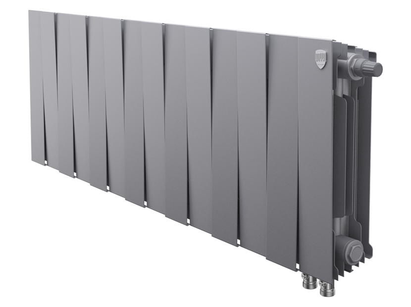 Биметаллический радиатор Royal Thermo PianoForte 300 Silver Satin 14 секций нижнее подключение 1346078