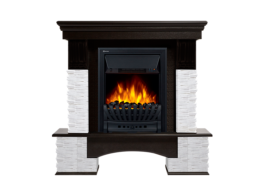 Портал для электрокамина Firelight Pietra Nuovo Classic камень сланец белый шпон темный дуб НС-1346692
