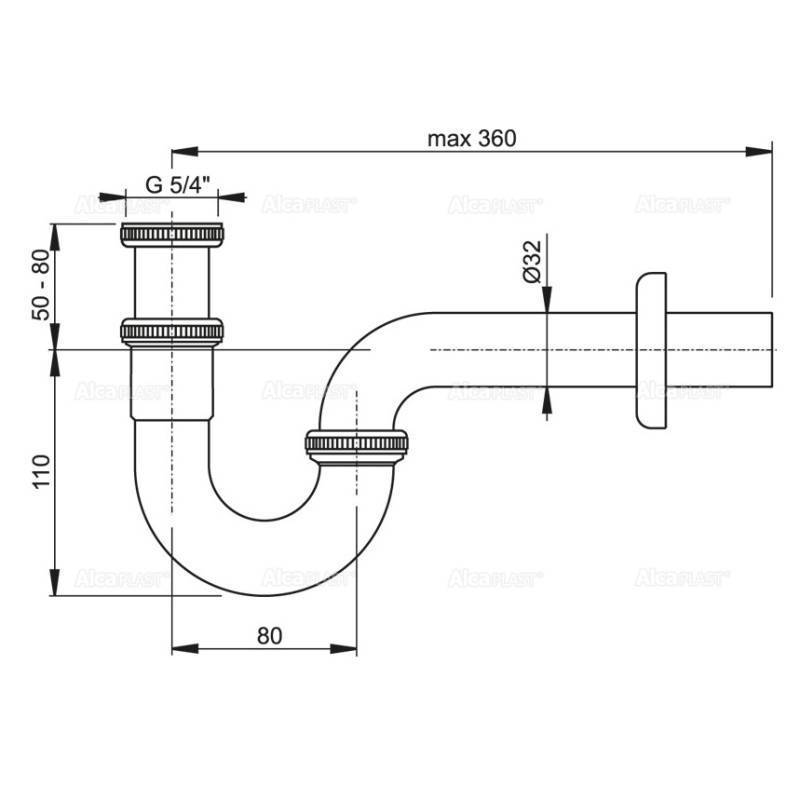 Сифон для умывальника Alcaplast A432 трубный латунный хром 1 1/4 х 32 мм A432