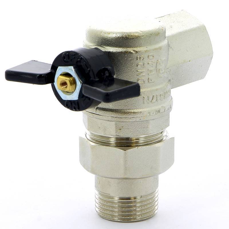 Кран шаровой Bugatti Oregon 1 НВ угловой со сгоном бабочка 05940009