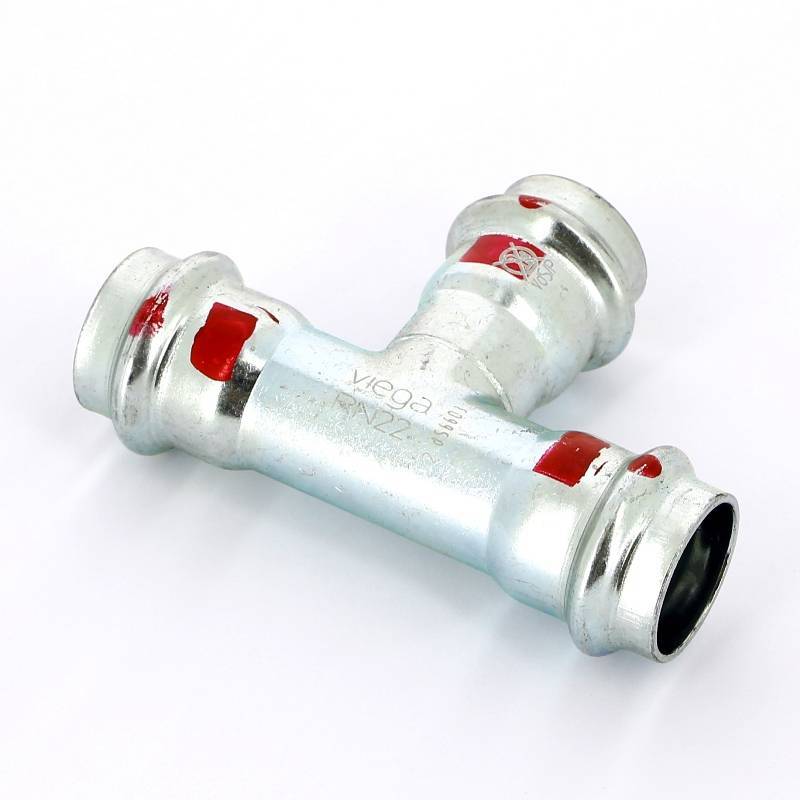 Тройник пресс Viega Prestabo оцинкованная сталь 22 мм 558635