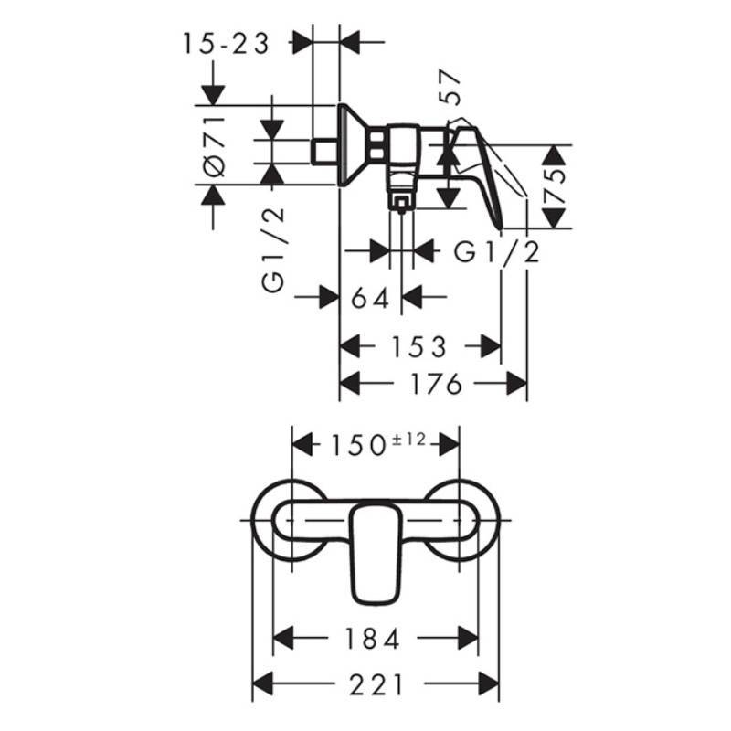 Смеситель для душа Hansgrohe Logis внешний монтаж хром 71600000