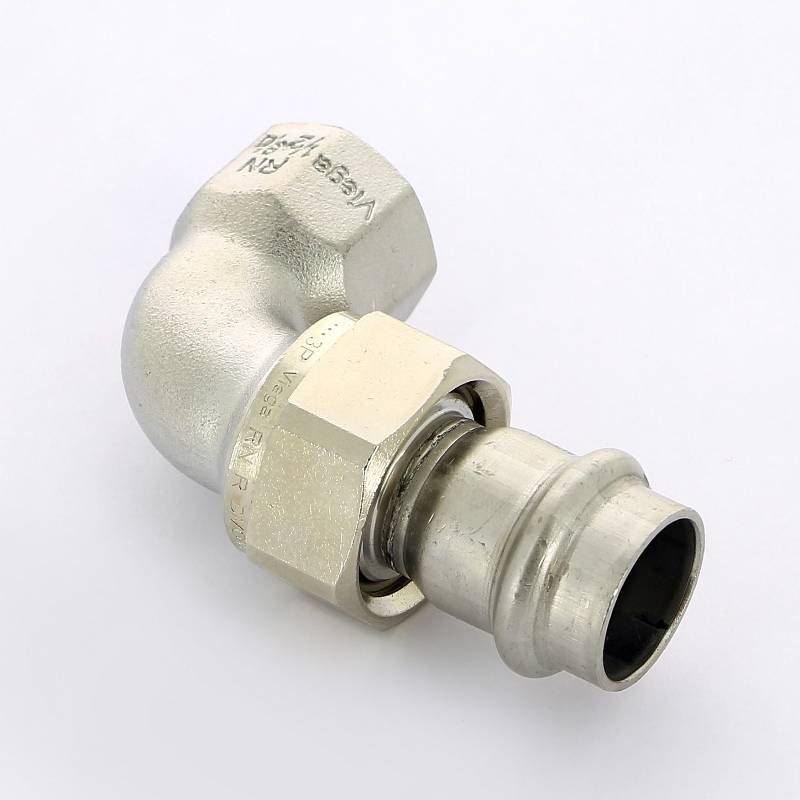 Угол разъемный пресс-В Viega Sanpress Inox 18х1/2 нержавеющая сталь 437305