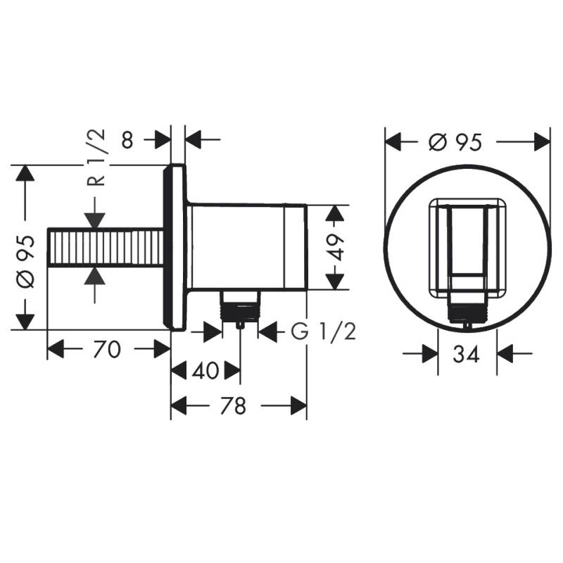 Шланговое подсоединение Hansgrohe FixFit S с держателем хром 26487000