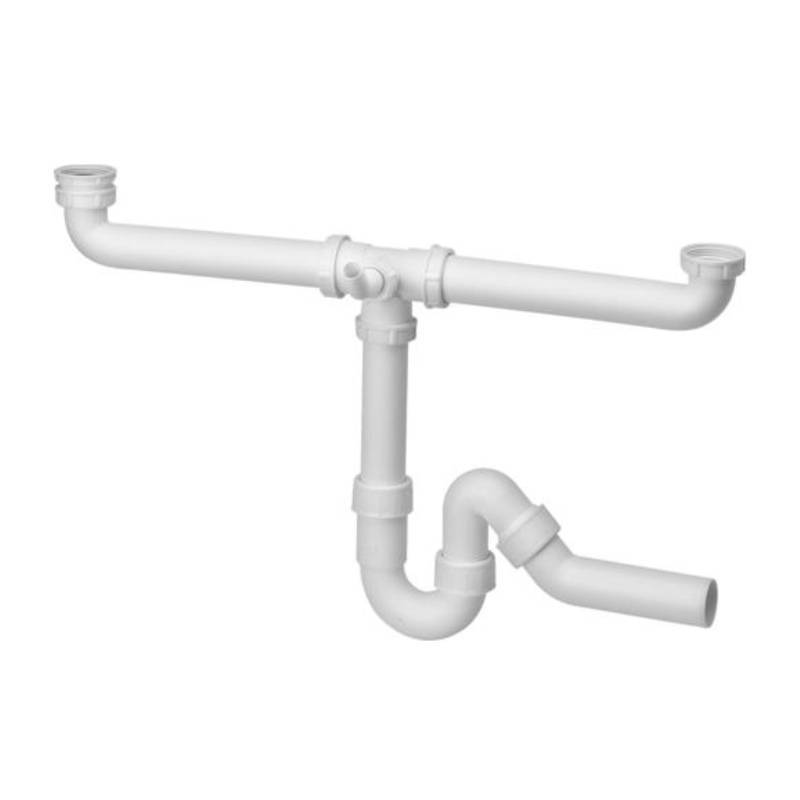 Сифон трубный для двойной мойки Viega 1 1/2х40 мм универсальный отвод 124205