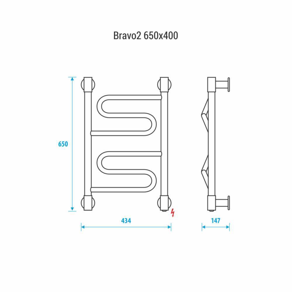 Полотенцесушитель электрический Energy Bravo2 650x400 мм EETRBRAVO2654000000