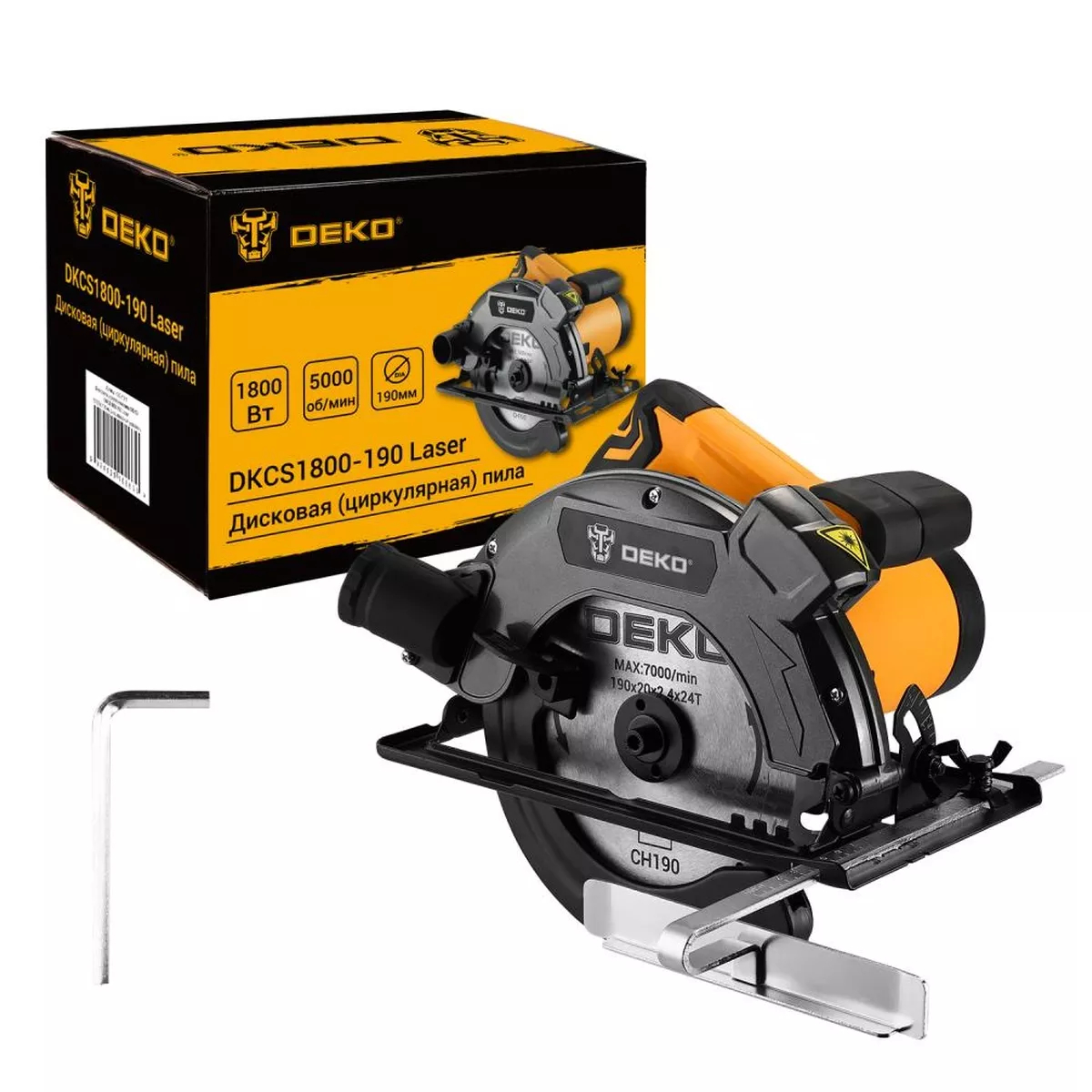 Пила дисковая DEKO DKCS1800-190 Laser 1800 Вт 190 мм лазерный указатель 063-4102
