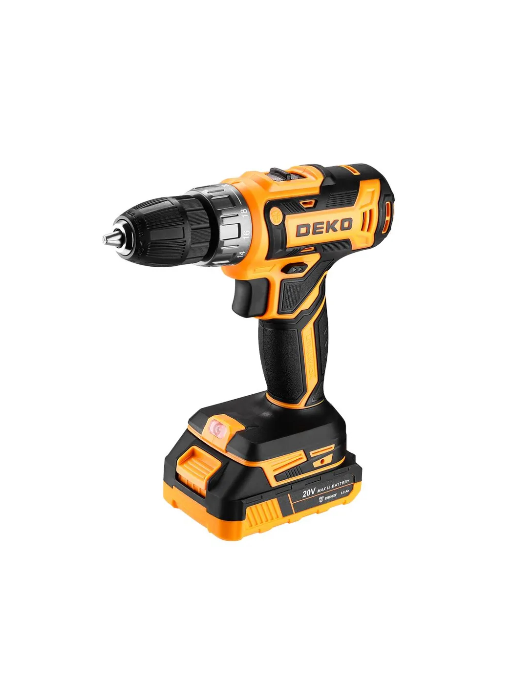 Дрель-шуруповерт аккумуляторная DEKO GCD20DU PRO 20 В 2x2.0 Ач Case + набор 63 инструмента 083-1040