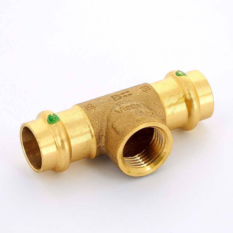 Тройник пресс-В Viega Sanpress 18х1/2х18 бронза 281359