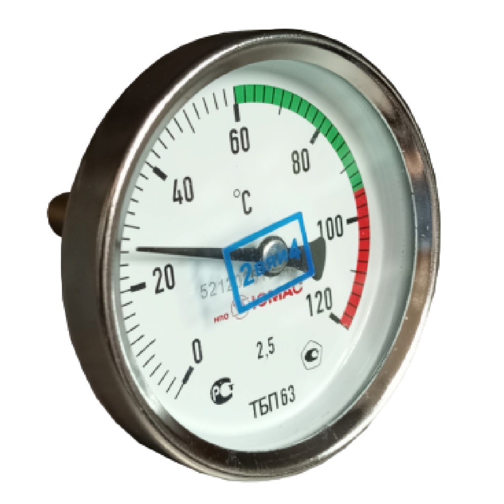 Термометр биметаллический осевой TIM Дк63 0-120 °C G1/2 гильза 50 мм 1162727