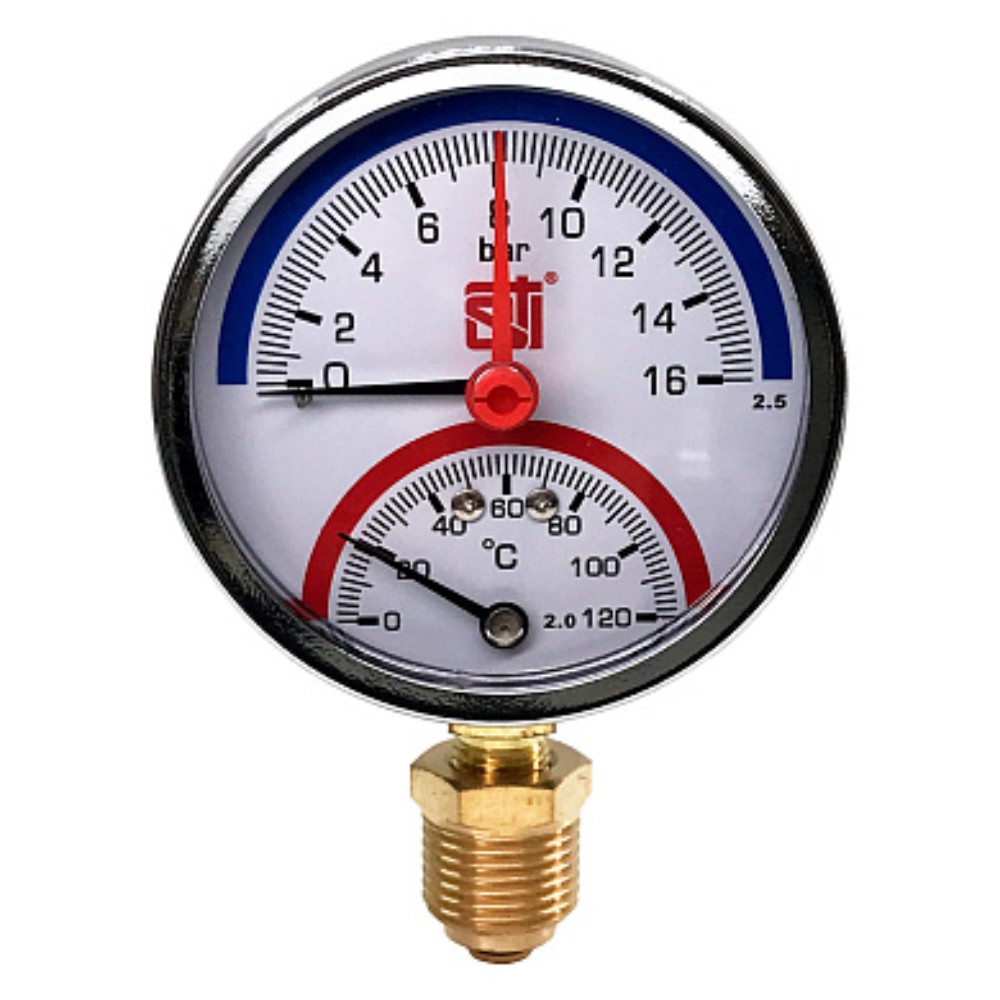 Термоманометр радиальный STI 80 мм 16 бар 1/2 1737434