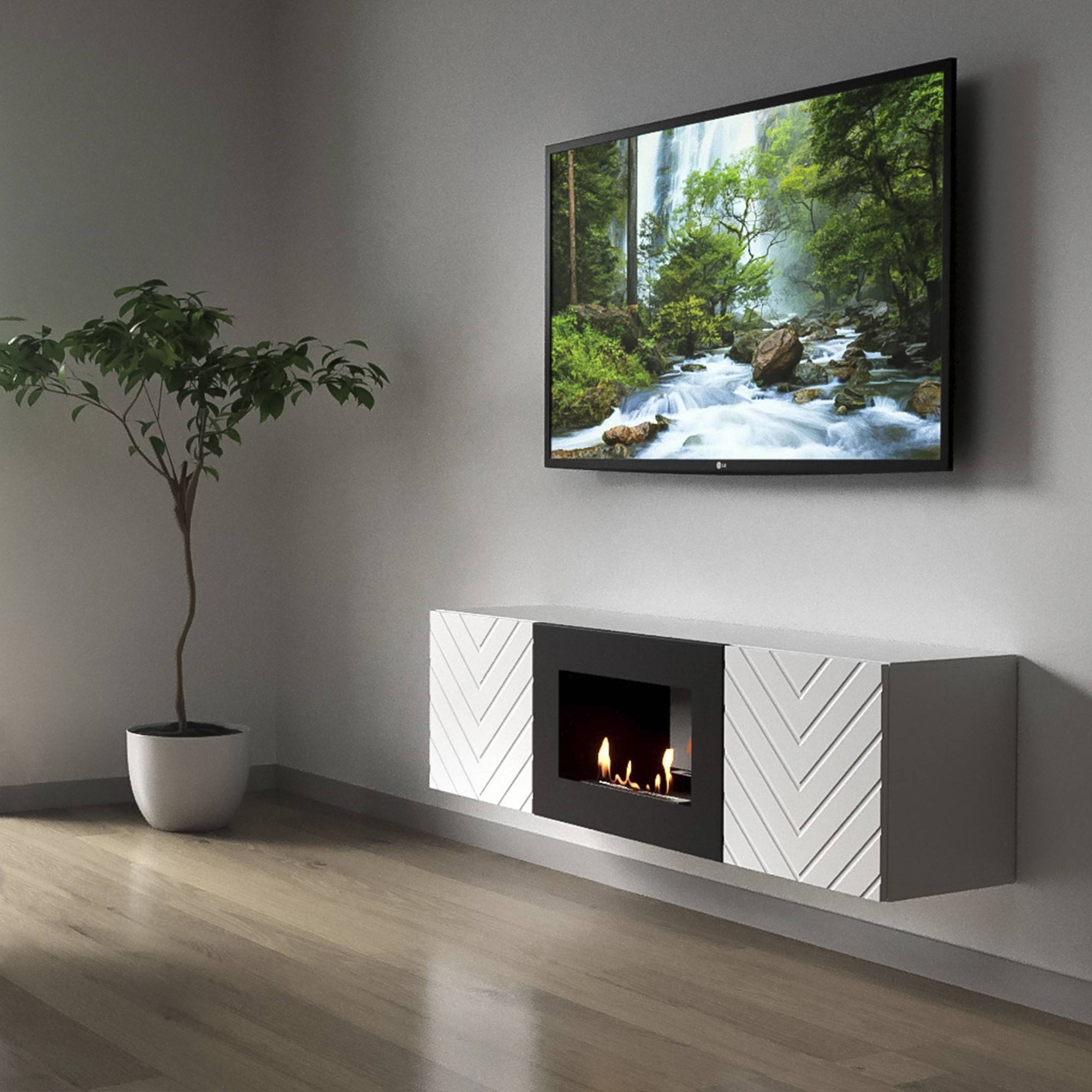 Тумба с биокамином Firelight BFP/P-1400V белая 1595746