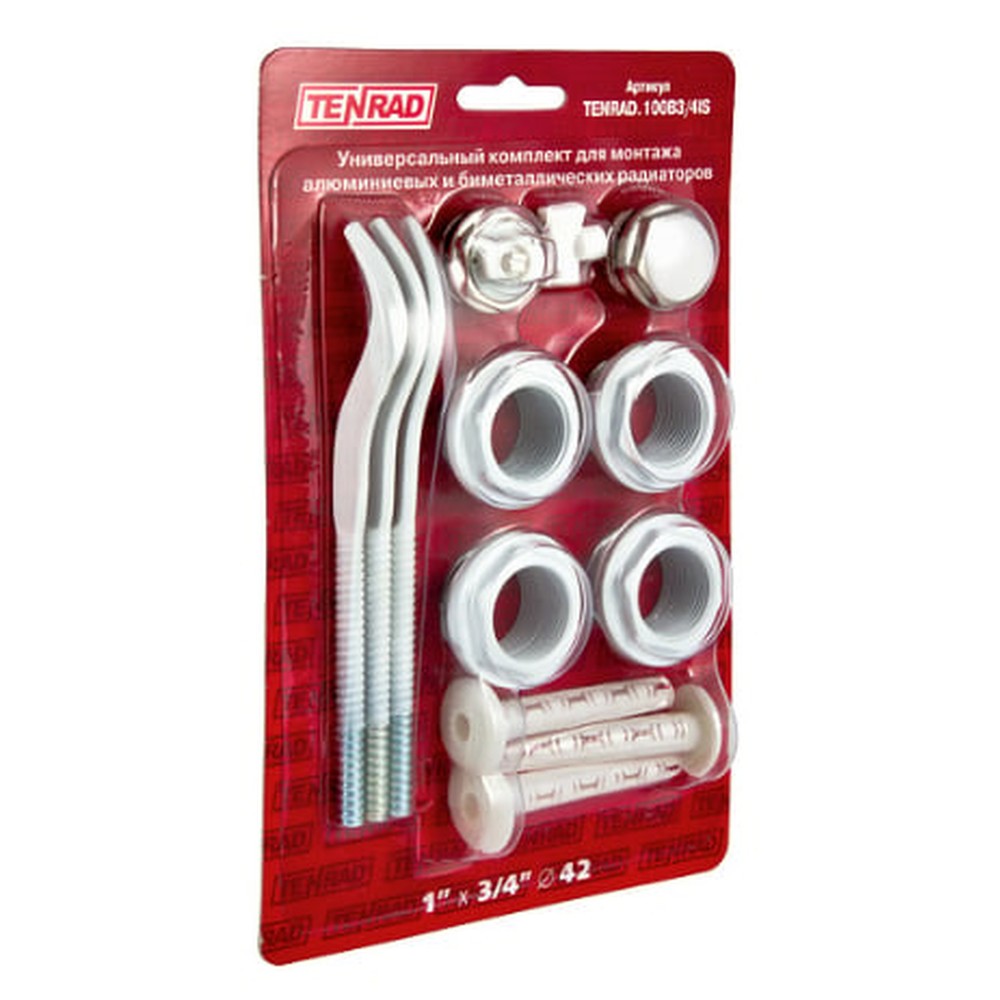 Комплект подключения радиатора Tenrad 1x3/4 дюйма с 3 кронштейнами 100B3