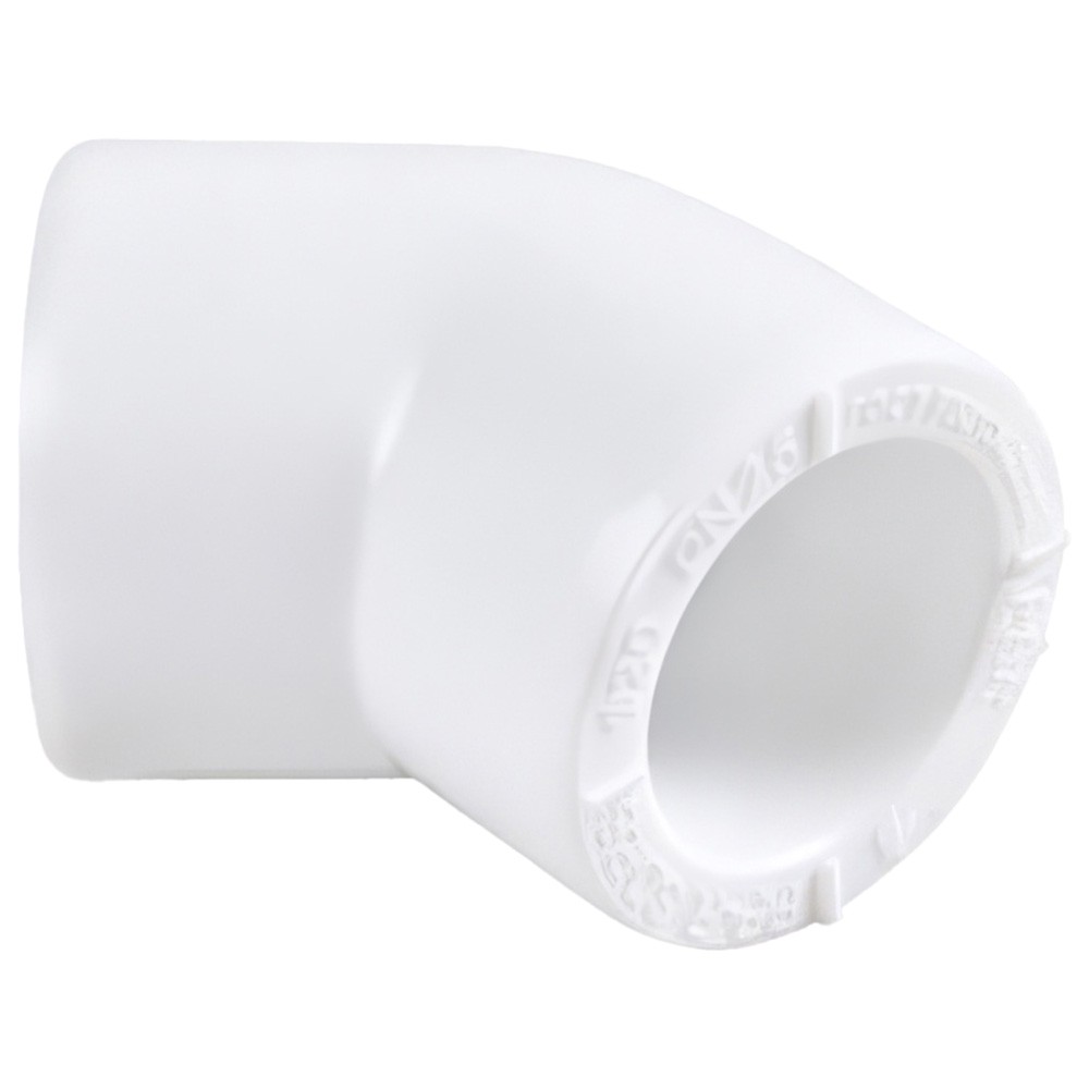Угольник полипропиленовый РВК PPR 32 мм 45° белый (уп. 40 шт) 1674207