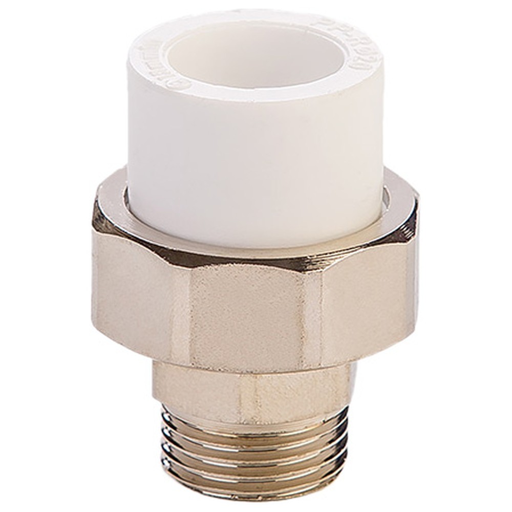 Муфта комбинированная разъемная PPR Lammin 20x1 НР белая упаковка 20 шт 1011020025