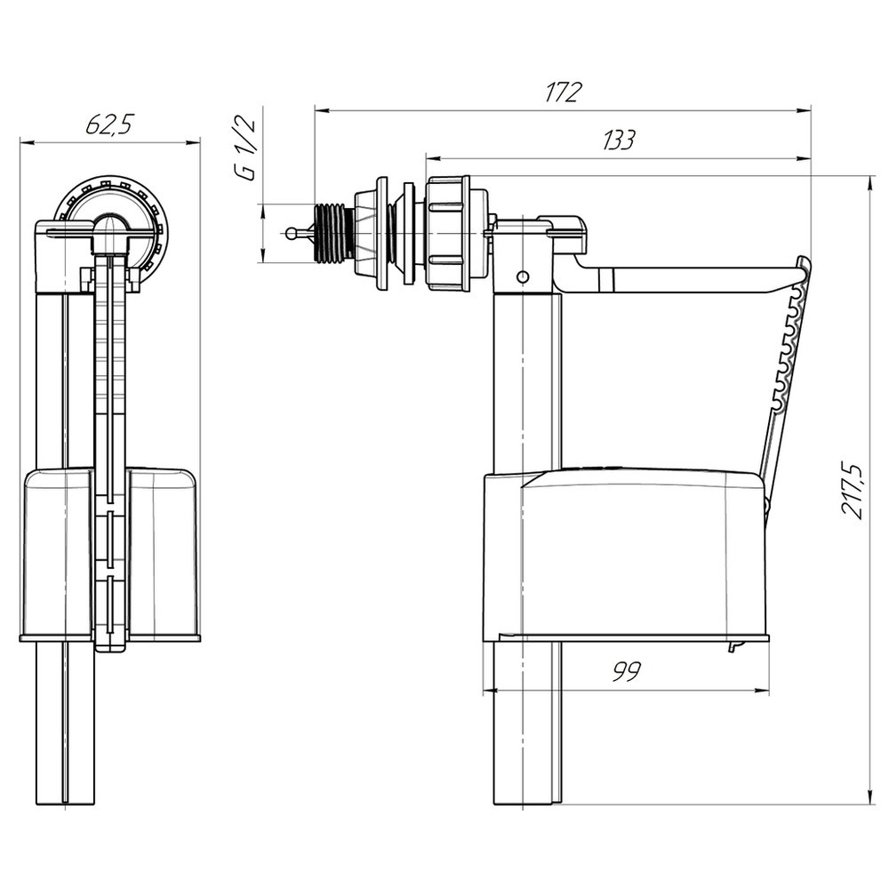 Клапан заливной для бачка унитаза АНИ пласт боковой подвод WC5050