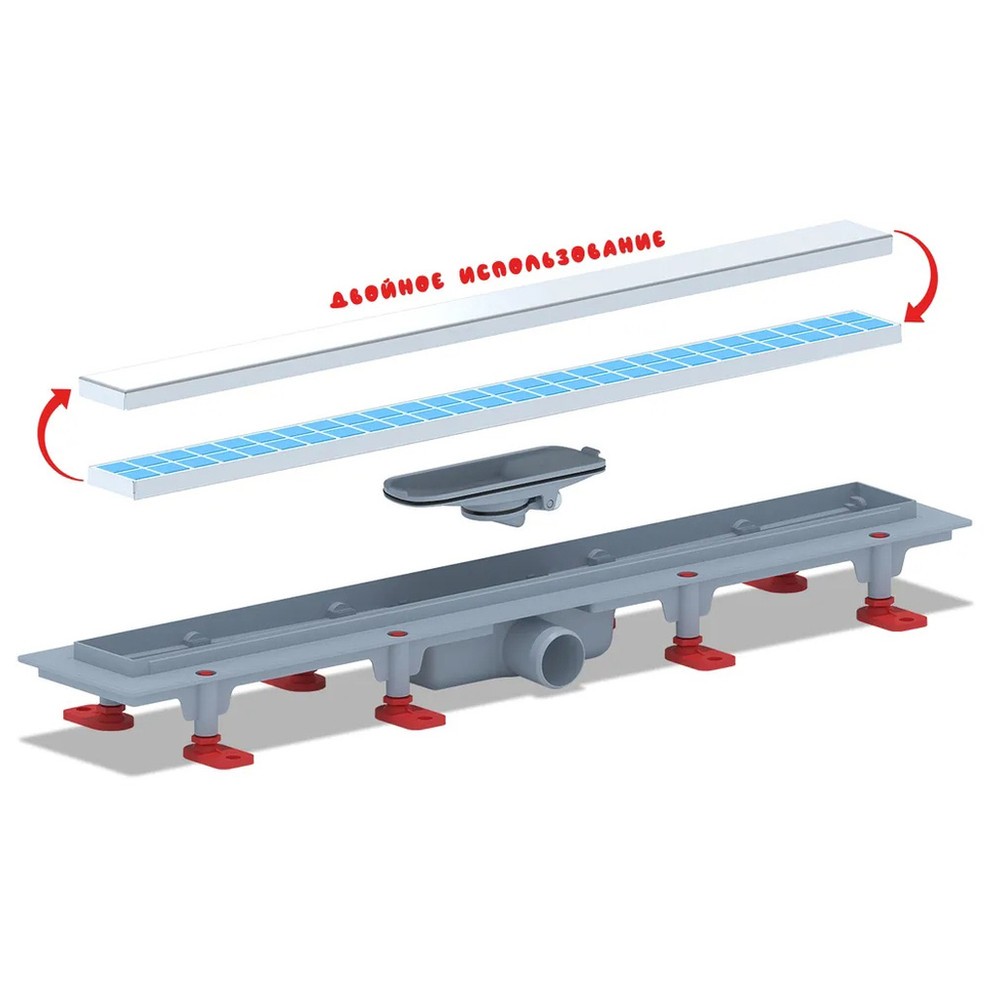 Трап линейный АНИ пласт МОЛ TLQ1065 с сухим затвором 650 мм выпуск 40 мм TLQ1065