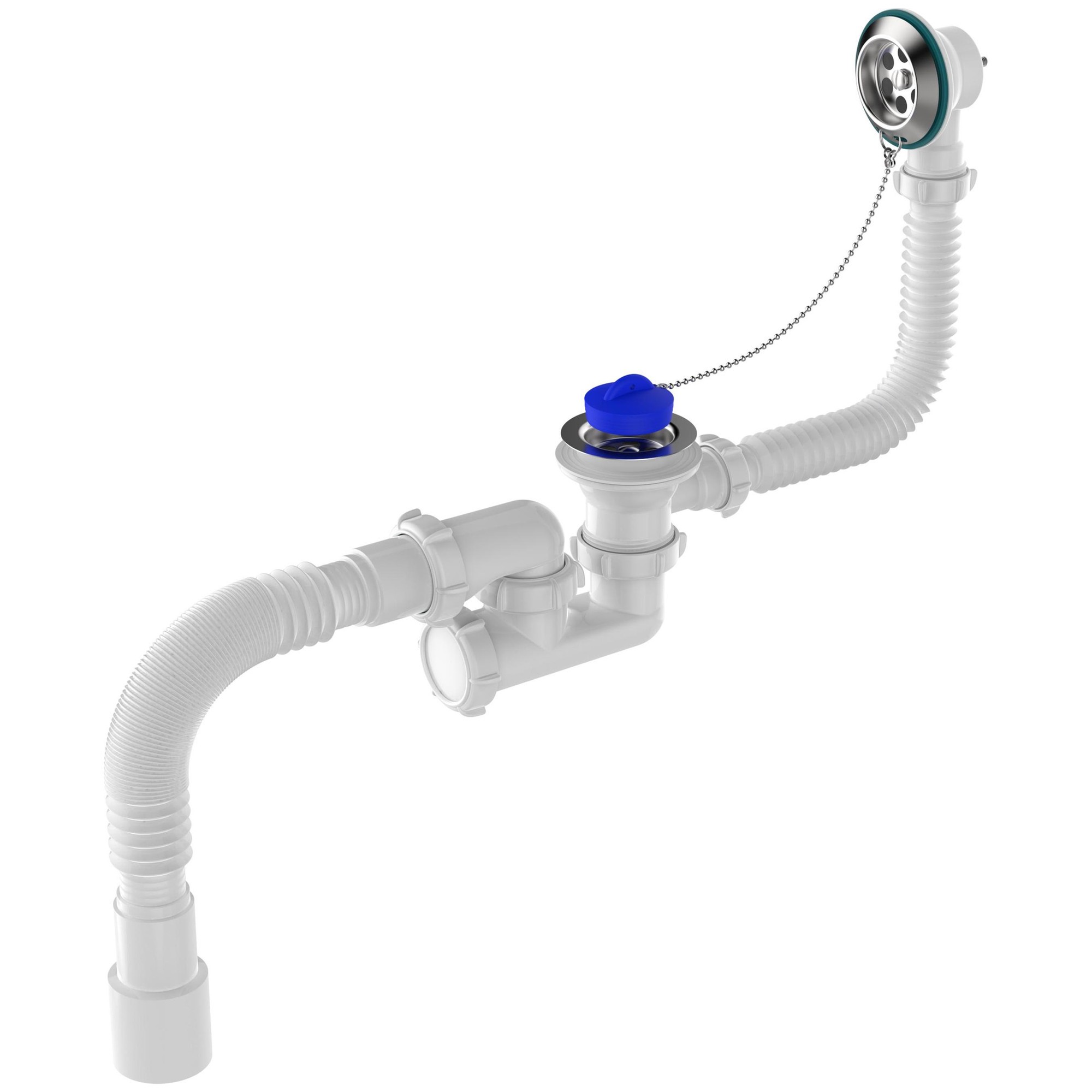 Сифон для ванны Aquant V255-25-MR полуавтомат с гибкой трубой 1 1/2х40/50 мм V255-25-MR