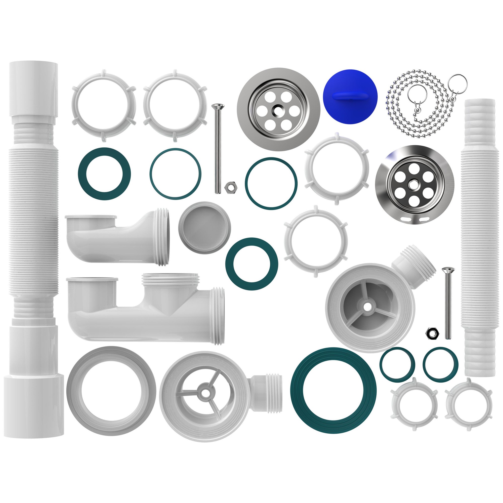 Сифон для ванны Aquant V255-25-MR полуавтомат с гибкой трубой 1 1/2х40/50 мм V255-25-MR