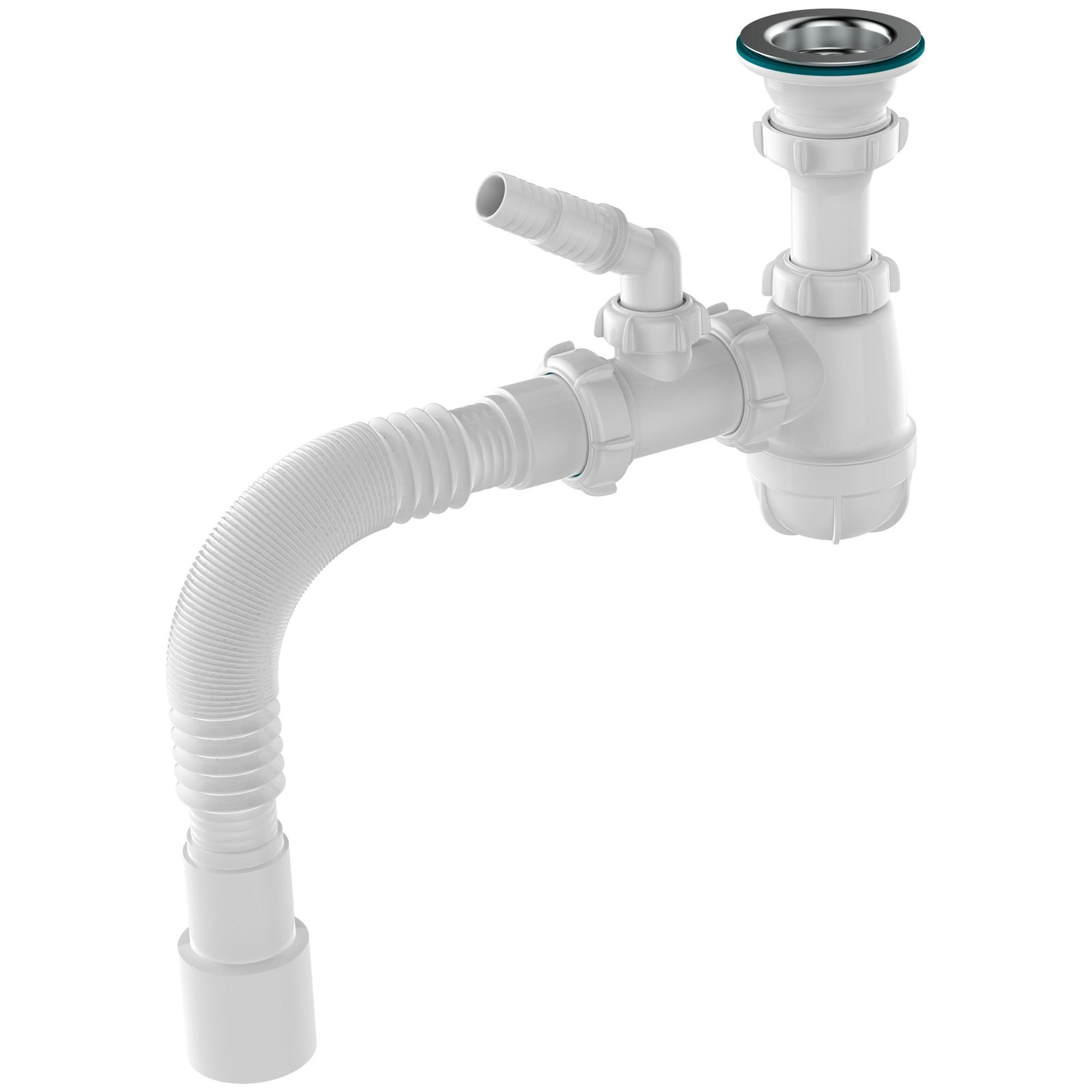 Сифон для мойки Aquant S0145-30-MR бутылочный с отводом для стиральной машины S0145-30-MR